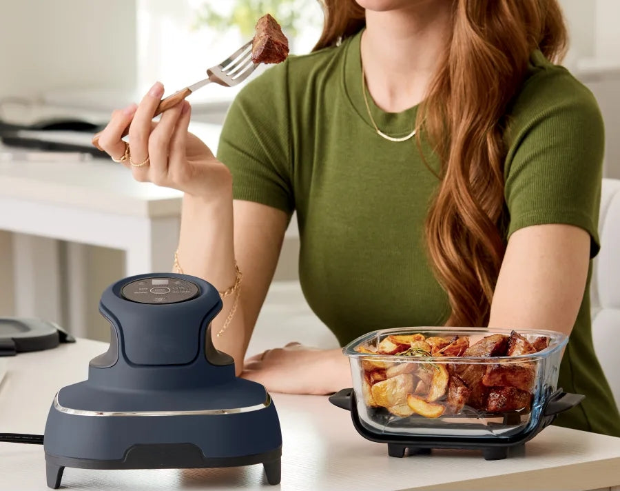 Sistema de cocción con freidora de aire portátil de vidrio Dolphin Ninja 4 en 1 